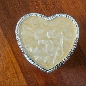 Elegant Heart-Shaped Jewelry Box with Silver Trim